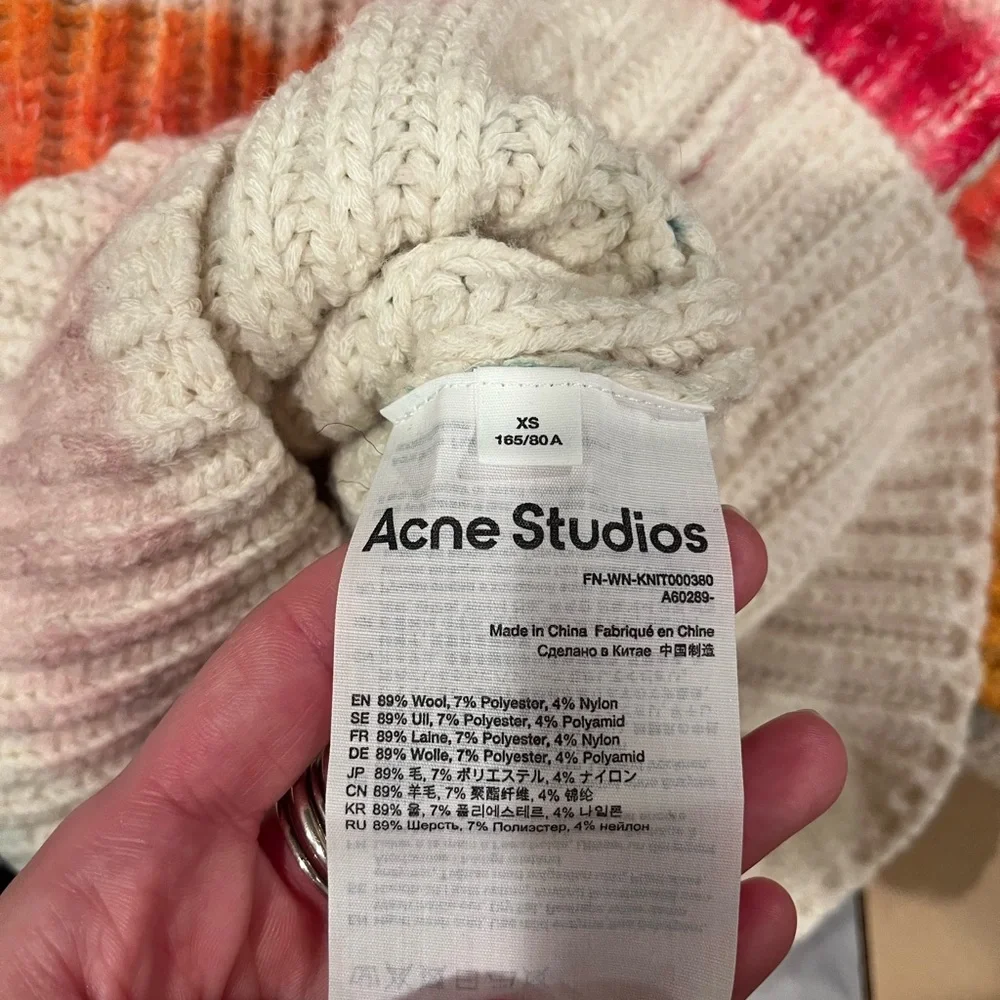 Acne Studios Cream Sweater with Rainbow Stripes - Picture 6 of 7